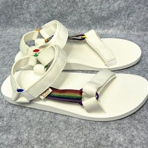 Teva Original Universal Rainbow Pride White Ankle Strap Sandals Men's 11 Water